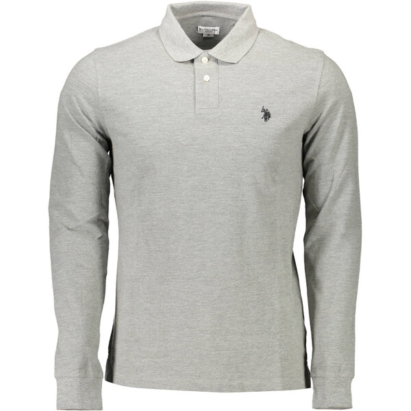 US Polo Assn Pánske sivé polokošele s dlhým rukávom 64702937