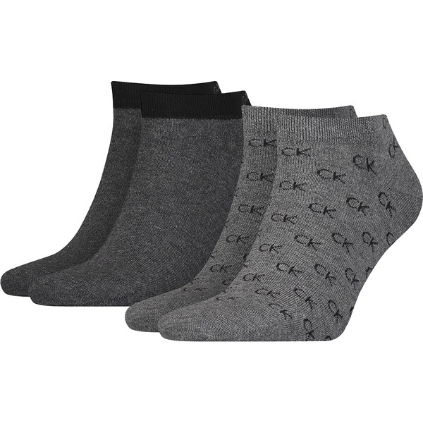 CALVIN KLEIN - 2PACK Eduardo sivé členkové ponožky s logom CK 27768988