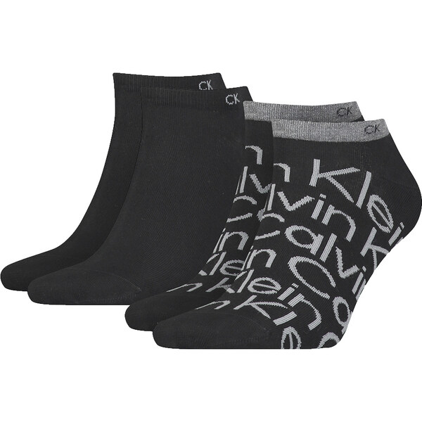 CALVIN KLEIN - 2PACK big logo pánske čierne členkové ponožky CK 49282952