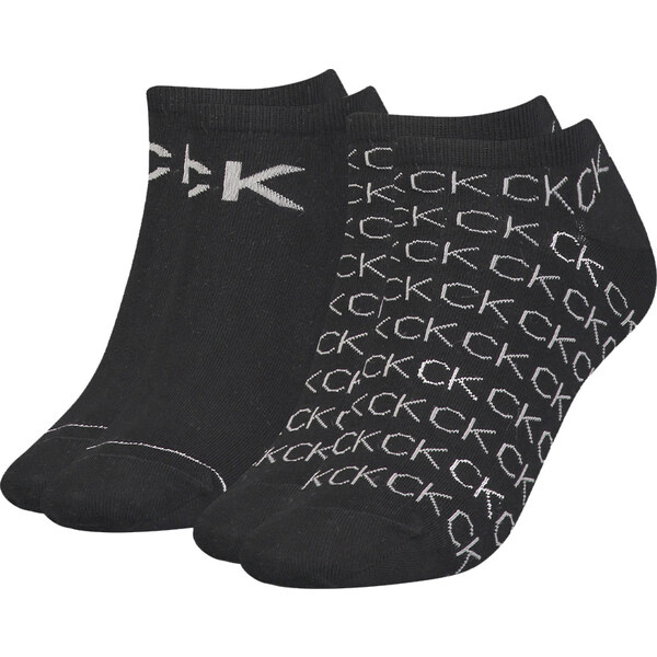 CALVIN KLEIN - 2PACK repeat logo Callie čierne členkové ponožky 27769003