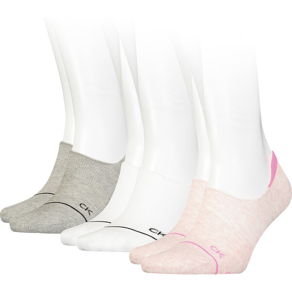 CALVIN KLEIN - 3PACK athleisure ruby pink neviditeľné ponožky 27769013