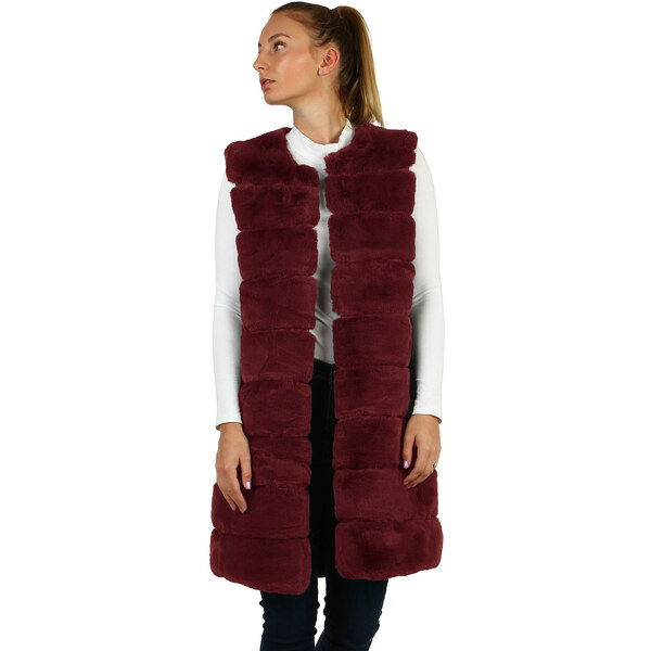 Glara Dlhá prešívaná kožušinová vesta 28762787