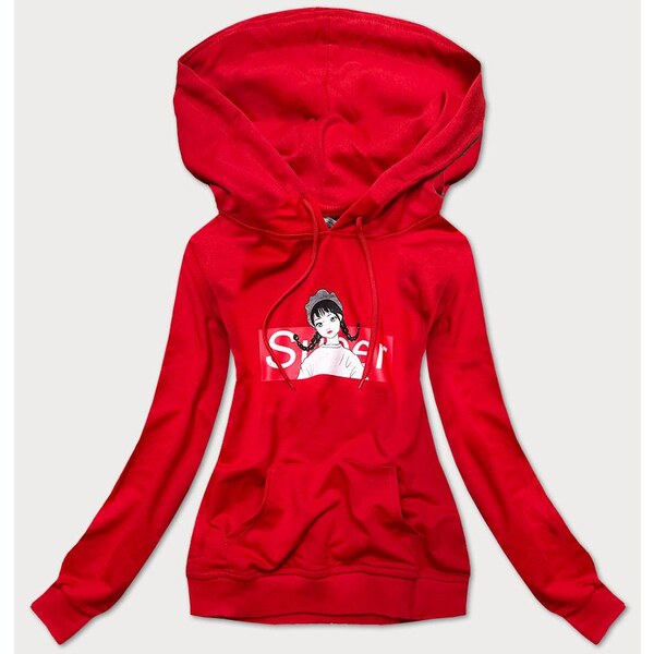 Ambitionfly Červená dámska športová mikina s kapucňou (N4596) 27776491