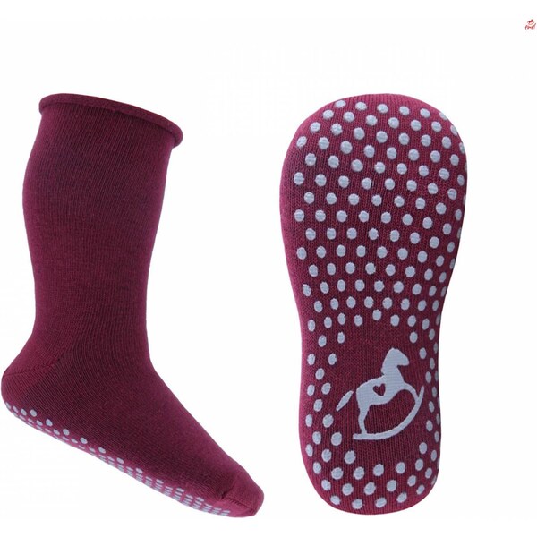 Detské bavlněné protišmykové ponožky Emel - Bordová 46771267