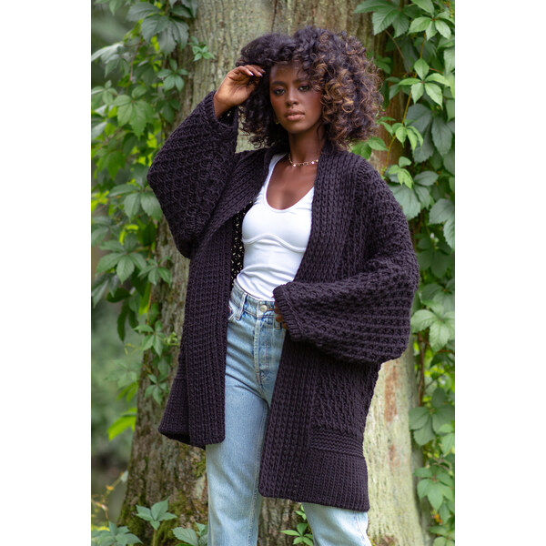 Glara Pletený volný kardigán s vlnou a alpakou 27804174