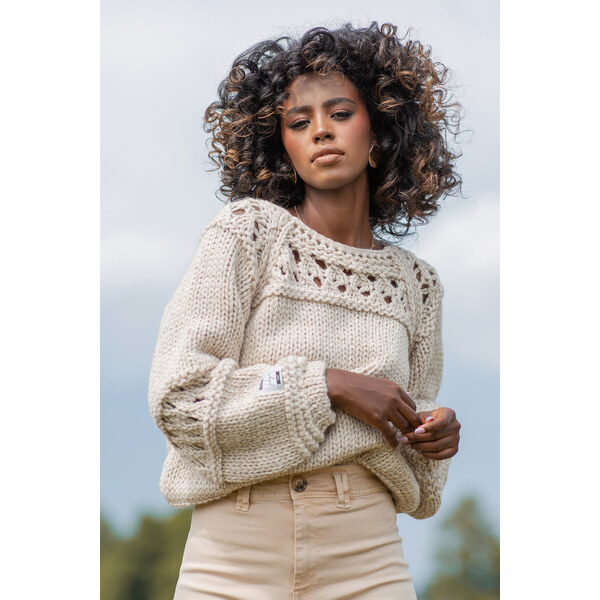 Glara Dámsky hrubý pletený sveter s vlnou 27804164