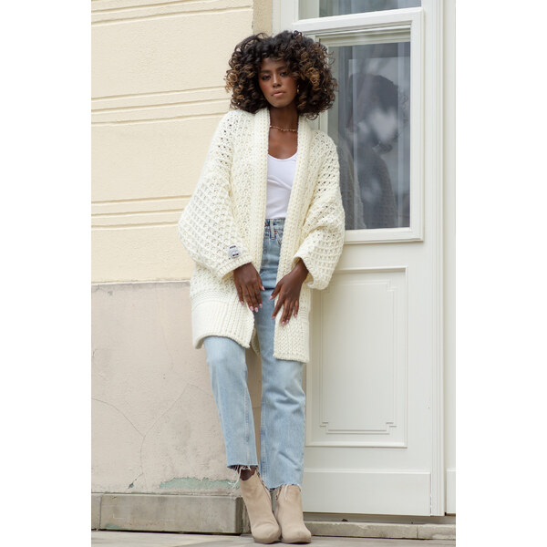 Glara Pletený volný kardigán s vlnou a alpakou 27804171