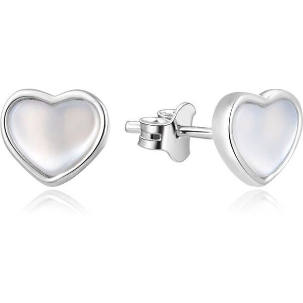 Beneto Strieborné srdiečkové náušnice s perleťou AGUP2355L 66578552