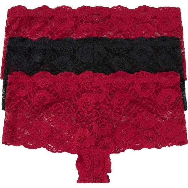 bonprix Nohavičky s čipkou (3 ks v balení), farba červená 45980880