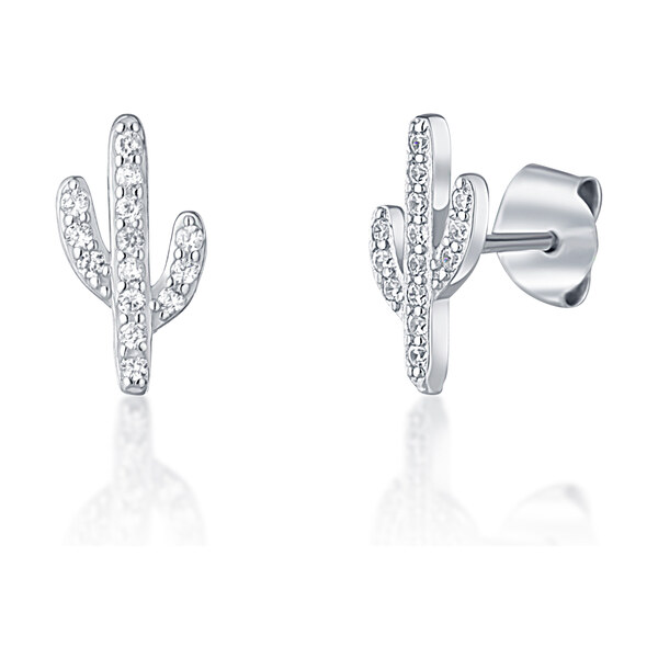 Ligot Strieborné napichovacie náušnice so zirkónmi kaktus 46720305
