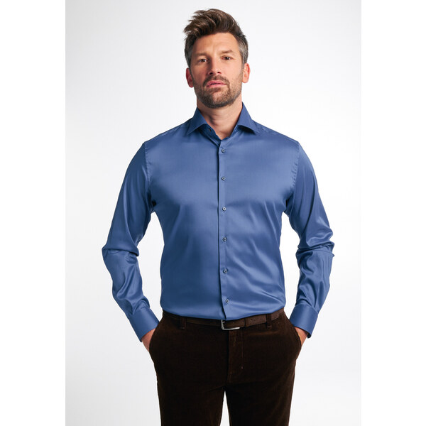 Pánska stretch sivo modrá elegantná košeľa s dlhým rukávom ETERNA 31694359