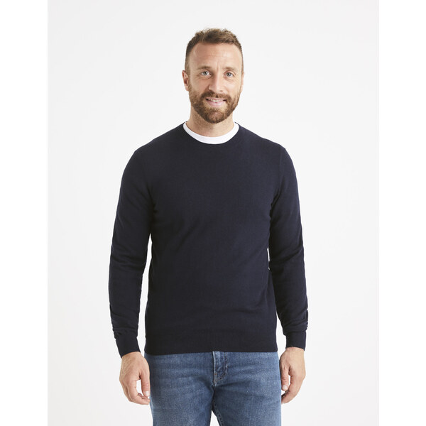 Tmavomodrý pánsky basic sveter Celio 50504163