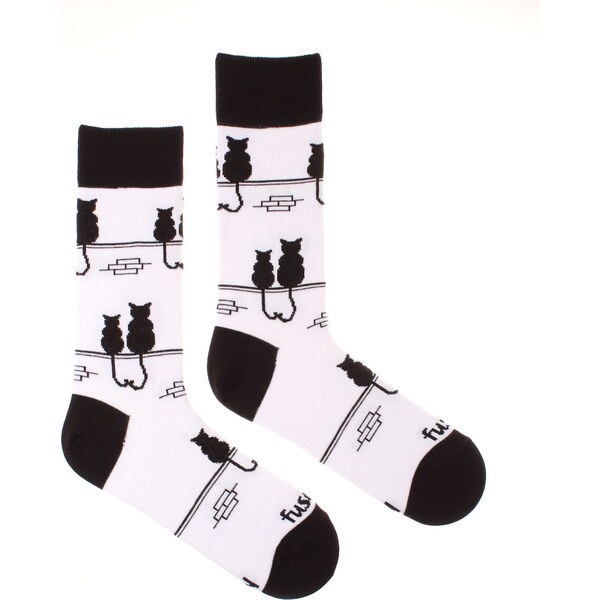 Fusakle ponožky Kocúr a mačka Farba: Biela, Veľkosť: 43-46 64346773