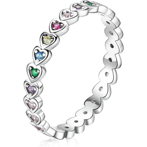 Emporial strieborný prsteň Pole dúhových sŕdc 54139887