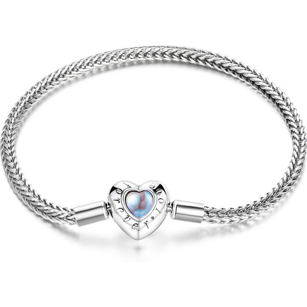 Emporial strieborný náramok na prívesky Dúhové mesačné srdce SCB223 55603933