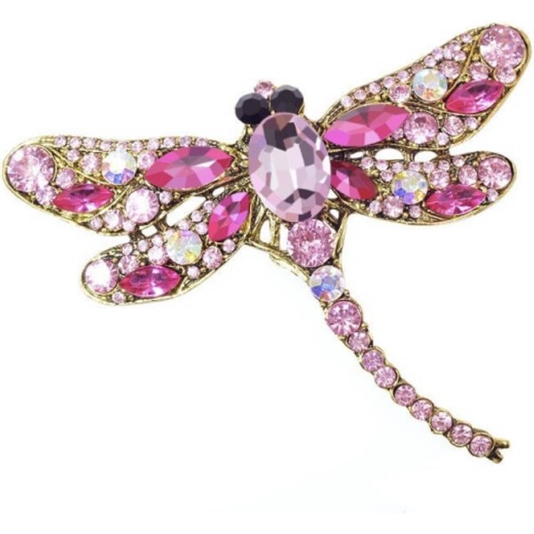 Glory Krištáľová brošňa vážka ružová 2127 28040577