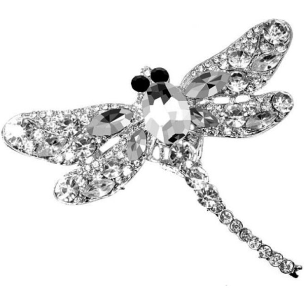 Glory Krištáľová brošňa vážka biela 2128 28040578