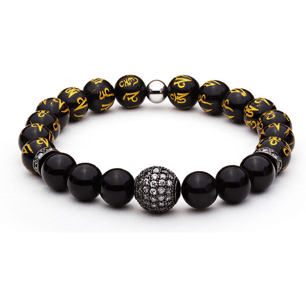 BudNej Minerálny náramok MAGIC BALL z obsidiánu a obsidiánu s mantrou 35942040