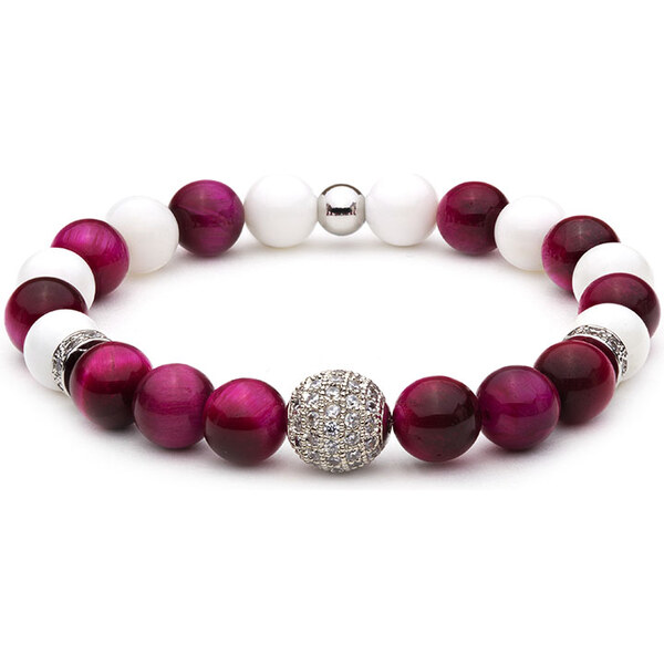 BudNej Minerálny náramok MAGIC BALL z tigrieho oka a tridacny MN1116 35942044