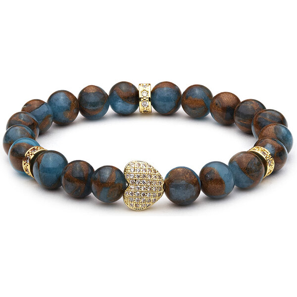 BudNej Minerálny náramok MAGICKÉ SRDCE z jaspisu cloisonne MN1117 35942045