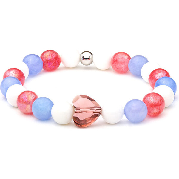 BudNej Minerálny náramok SRDCE Swarovski z jadeitu, angelitu a 35942048