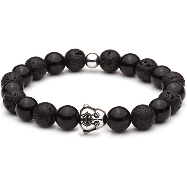 BudNej Minerálny náramok BUDDHA z obsidiánu a lávových kameňov MN1123 35942051
