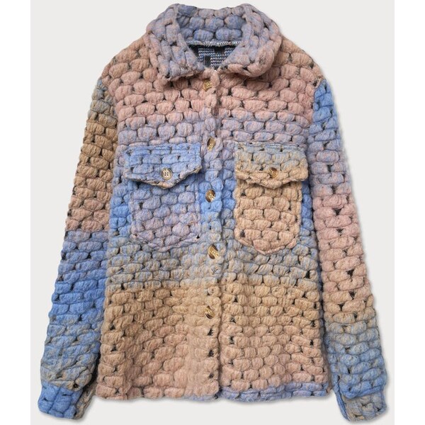 MADE IN ITALY Svetlo modro-béžová dámska košeľová bunda s golierom 49736508