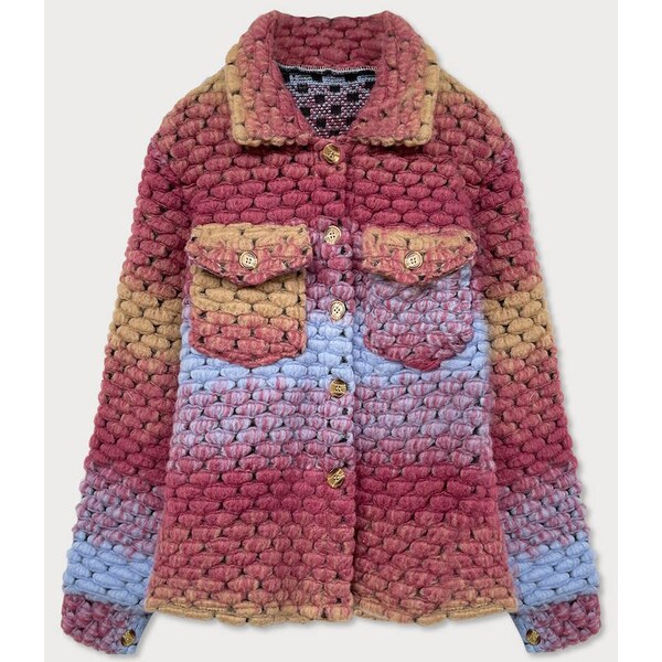 MADE IN ITALY Tmavo ružová košeľová dámska bunda s golierom (2453) 49736509