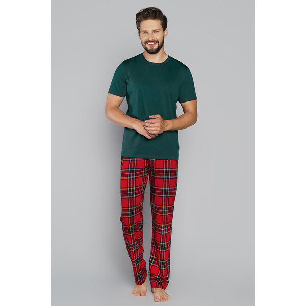 Italian Fashion Vianočné pánske pyžamo krátky rukáv Narwik mega soft 28102910