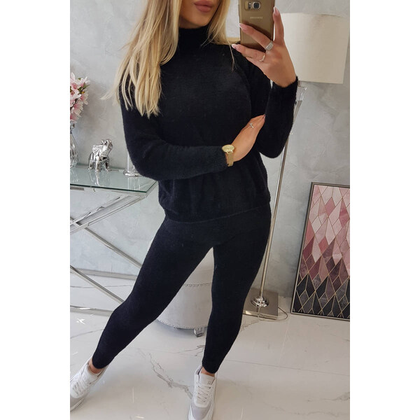 MladaModa Svetrová súprava s rolákom model 2021-6 čierna 28106065