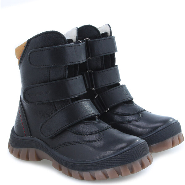 Detské zimné kožené topánky s membránou Emel EV2458D-13 Čierna 46771284