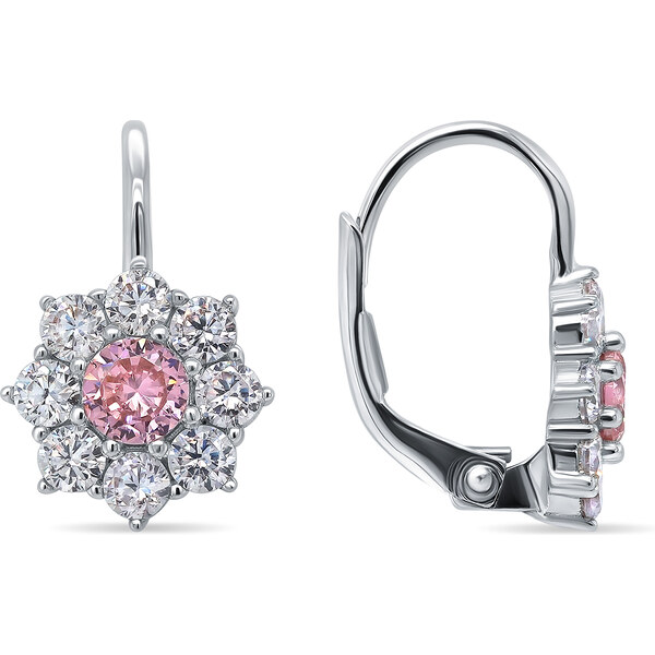 Brilio Silver Strieborné náušnice s čírymi a ružovými zirkónmi EA119WP 66580217