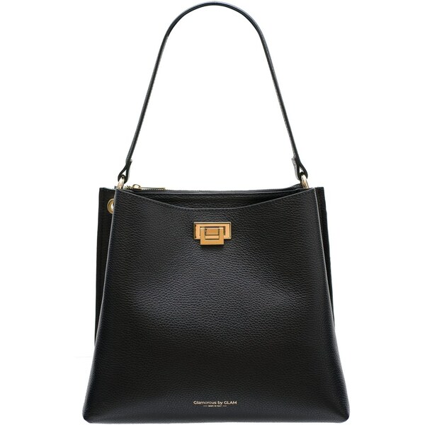 Glamorous by GLAM Dámská kožená kabelka se zlatými detaily - černá 65462391