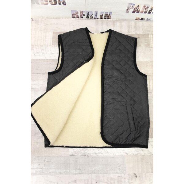 ELU Čierna vesta z ovčieho rúna KOCKY 28181954