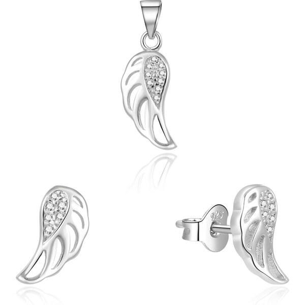 Beneto Strieborná súprava šperkov Anjelské krídla AGSET64/1L (prívesok 66590788