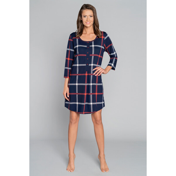 Italian Fashion Dámska bavlnená nočná košeľa Izera tmavomodrá, Farba 28187089