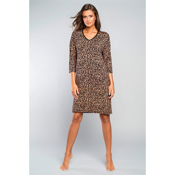 Italian Fashion Elegantná nočná košeľa 3/4 rukáv leopardí vzor Pantera 28187091