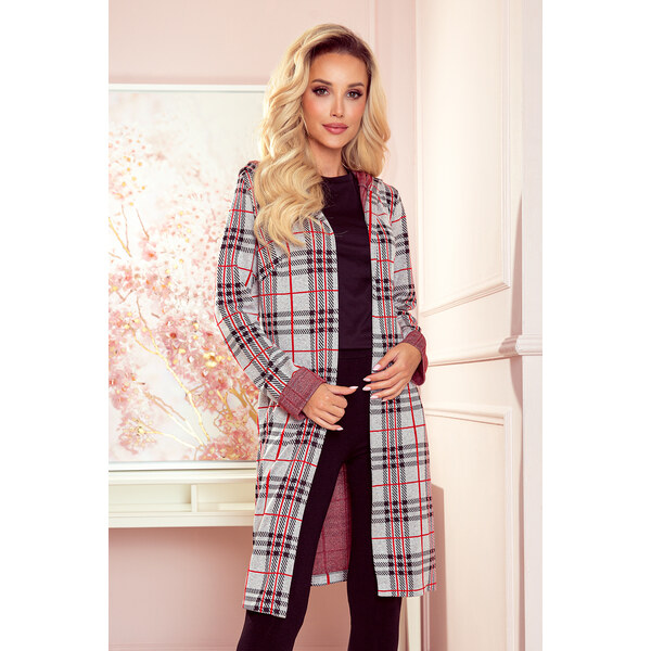 NUMOCO Čierno-šedo-červený kabátik s kapucňou COLETTE 218-5 65151174