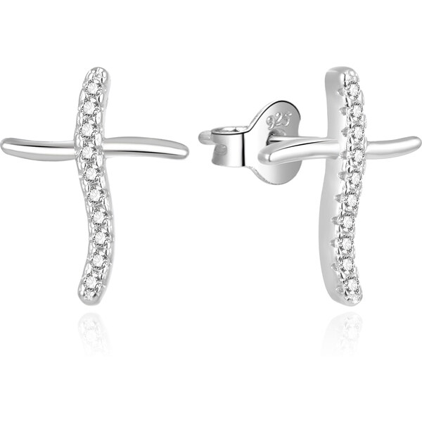 Beneto Moderné strieborné náušnice so zirkónmi Krížiky AGUP2000 66589189
