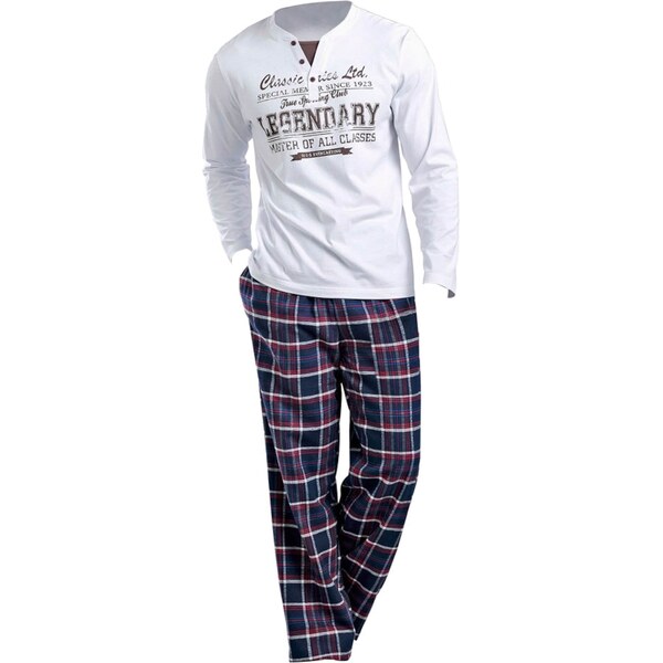 H.I.S Dlhé pyžamo námornícka modrá / biela 54220857