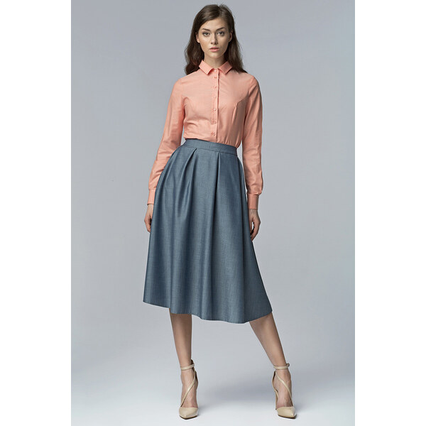 Glara Dámska skladaná midi sukňa s vreckami 28224097