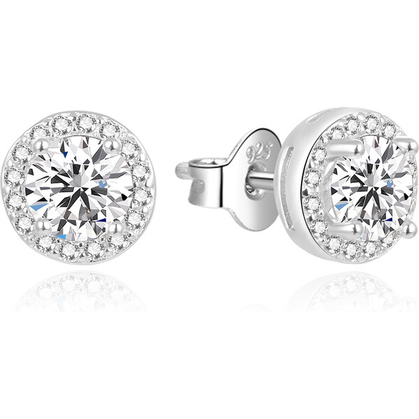 Beneto Krásne strieborné náušnice kôstky so zirkónmi AGUP2303 66578129