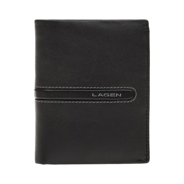 Pánska kožená peňaženka LAGEN 614861 čierna/šedá 28213390