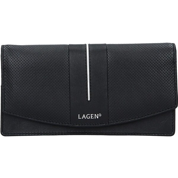 DÁMSKA KOŹENÁ PEŇAŽENKA LAGEN 4153 ČIERNA/BIELA 61574799