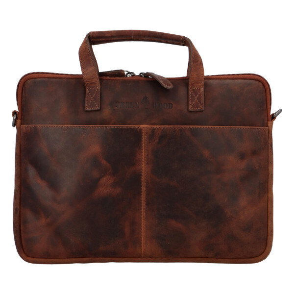 GREENWOOD Kožená pracovná taška hnedá - Green Wood Derris hnedá 58493718