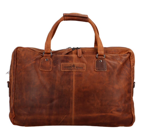 Cestovná kožená taška koňaková - GreenWood Surafel koňak 66982389