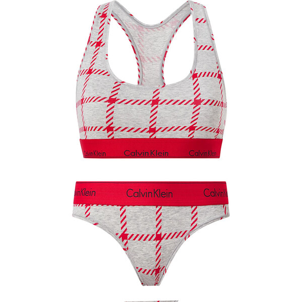 CALVIN KLEIN - graphic gray podprsenka + tangá v darčekovom balení - 28270977