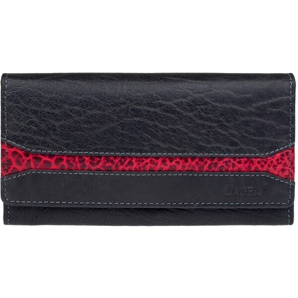 Dámska koženíá peňaženka LAGEN W-2025/IT čierno-červená 28298009