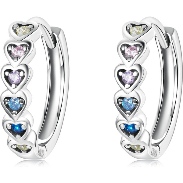 Emporial strieborné náušnice Pole dúhových sŕdc SCE1275 58137825