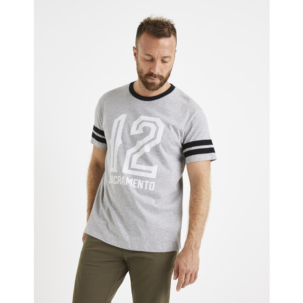 Svetlošedé pánske tričko s potlačou Celio 50499105